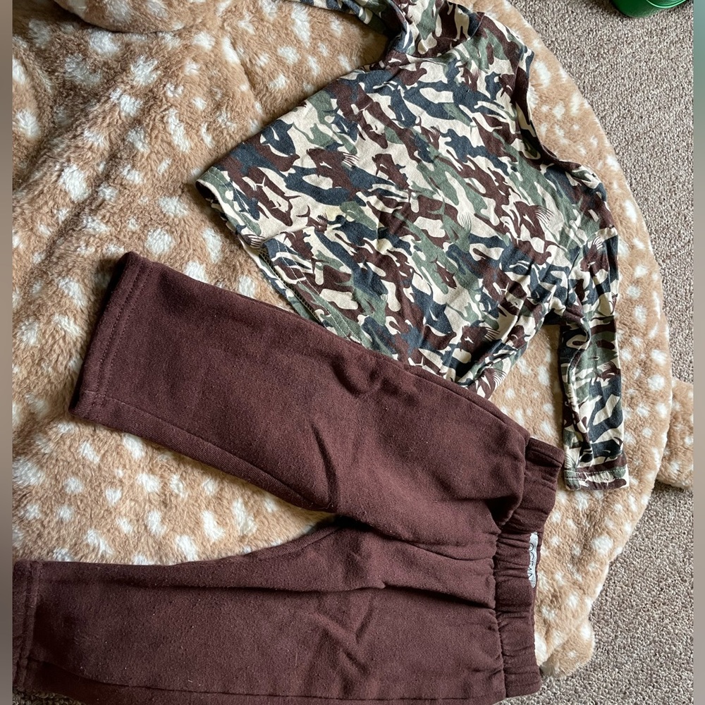 Ocean Coast camouflage long sleeve and pants set. Size 12 month.